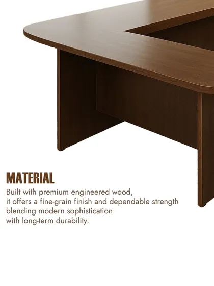 We use premium engineered wood to build our conference tables. This material provides a fine-grain finish and dependable strength, blending modern sophistication with long-term durability.