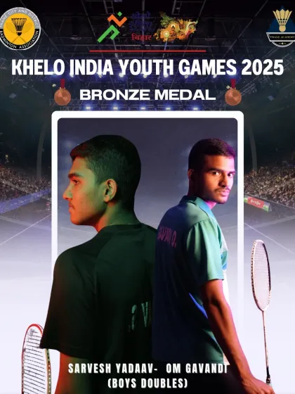 Our rising pair, Sarvesh Yadav and Om Gavandi, made us proud by winning a bronze medal at the prestigious Khelo India Youth Games 2025, competing against the best talent from across the country.