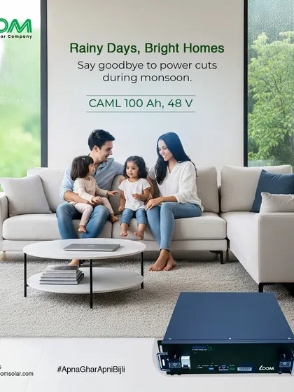 Rainy days, bright homes. Our CAML 100Ah, 48V rack-mount battery ensures you have uninterrupted power, so you can enjoy cozy family moments even during a monsoon storm.