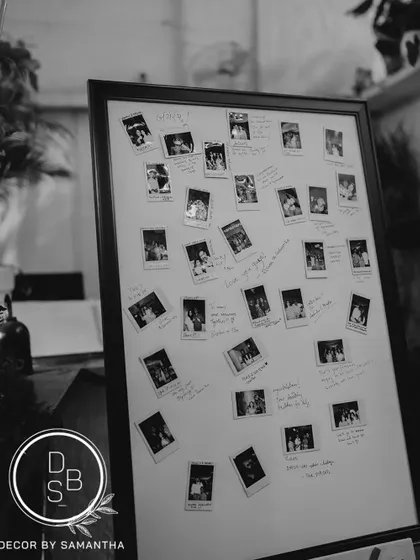 A beautiful way to capture memories. We set up a polaroid guest book where friends and family could leave photos and heartfelt messages for the happy couple.