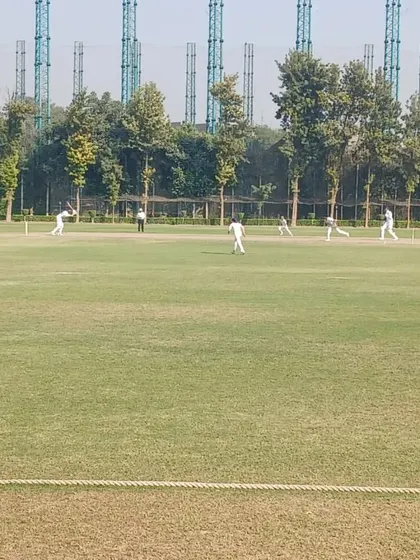 Another perspective of the competitive match, showcasing our well-maintained grounds and the professional environment we provide for youth cricket.