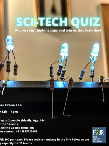 Put on your thinking caps! This poster for our Sci-Tech Quiz features our little LED people, showing how electronics can be both functional and artistic.