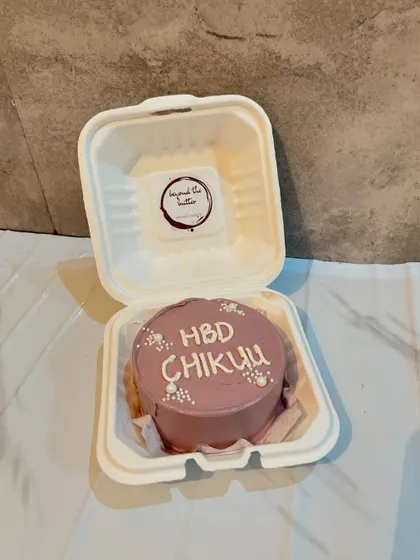 A simple "HBD Chikuu" bento cake. I can write any name or message to make it personal.