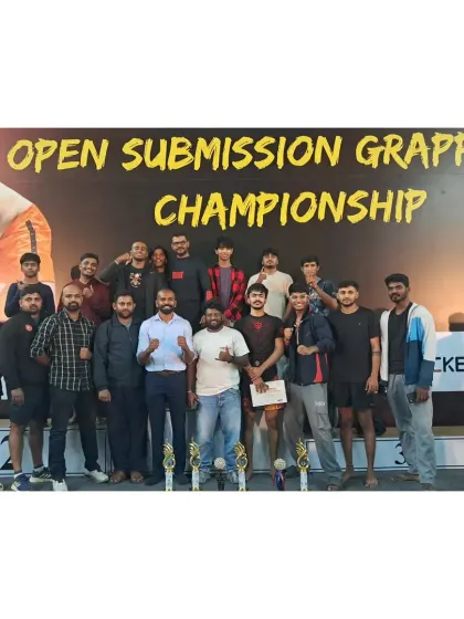 The whole team celebrating our success at the PKD Submission Grappling tournament. When one person fights, the whole family fights. We show up in numbers to support our own.