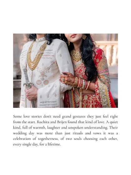 A detail shot focusing on the couple's embrace and their stunning wedding attire. The groom's hand on the ceremonial dagger and the bride's hand on his arm symbolize their union.