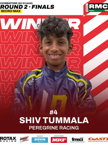 Shiv Tummala of Peregrine Racing, the Micro Max winner from Round 2 of the 2025 National Championship.