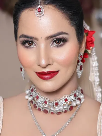 The final look, ready for a party. My students learn to create looks for every occasion.