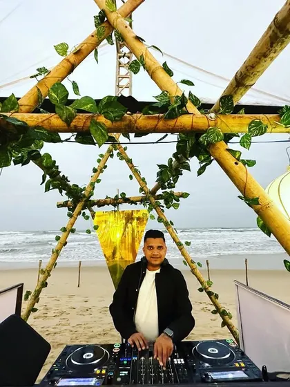 A stunning beach party setup in Vietnam. I love creating the perfect soundtrack for events in beautiful, natural settings like this.