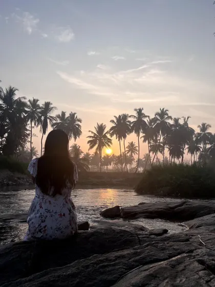 Watching the sunrise over the river in Coorg, I'm reminded that nature is the ultimate artist. These quiet moments of connection are what I seek to share in my retreats, offering a space to breathe, reflect, and find your own inspiration.