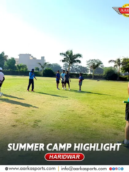 A scene from our Haridwar summer camp. The open grounds provide the perfect setting for comprehensive cricket training.