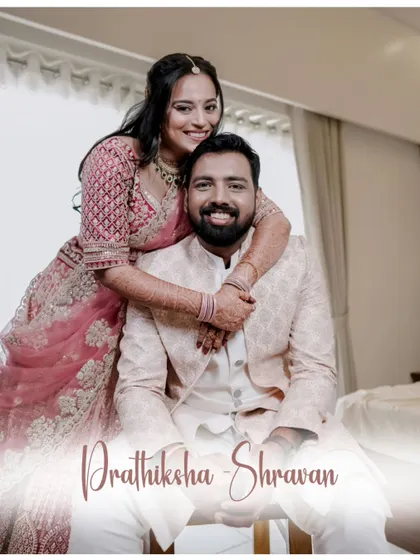 A happy, relaxed portrait of a couple, perfect for their reception album cover.
