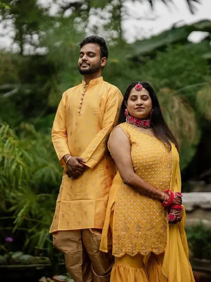 The grand entrance with colorful smoke bombs makes for an epic start to the Haldi festivities. We love capturing the energy and excitement of the wedding party.