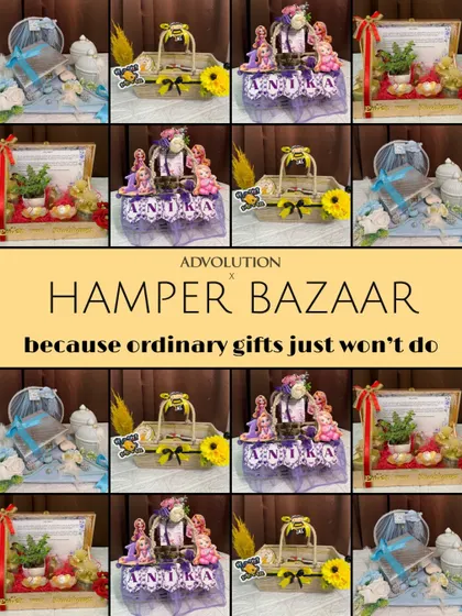 A collage showcasing the variety of hampers we offer. Because ordinary gifts just won't do, we create something special for every occasion, from birthdays to weddings.