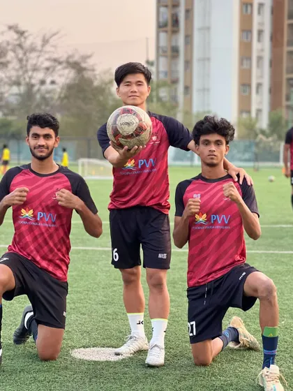 Precision, power, and passion. Three of our senior players pose during a training session, defining the game we love.