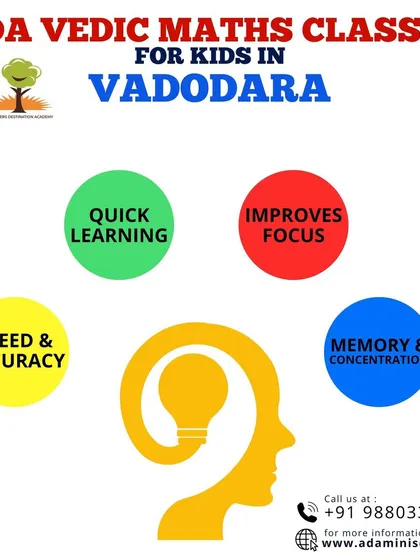 We offer Vedic Maths classes for kids in Vadodara, focusing on quick learning, improved focus, speed, accuracy, memory, and concentration.