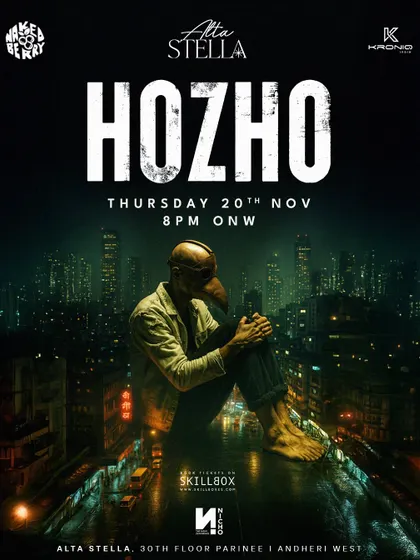 Another poster for Hozho's tour, showing the artist overlooking a city skyline.