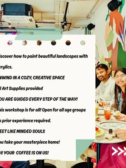A list of what you get at our workshops: all supplies, guidance, a great community, and coffee on us.