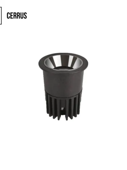 The Cerrus downlight features a fixed design that minimizes the aperture size while maximizing light output. It's a powerful and discreet option for general lighting, available in a black body for a minimal look.