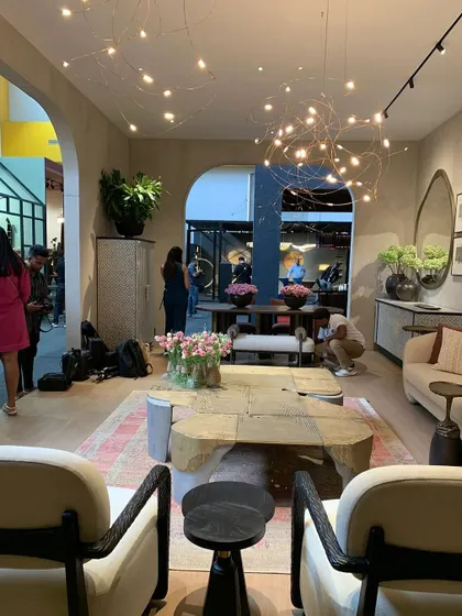 The bustling atmosphere at the Design Democracy event in Hyderabad. My goal is to create spaces where people can experience the transformative power of sculptural lighting firsthand.