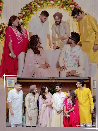 A fun-filled collage showing the couple celebrating their Roka with their closest friends and family.