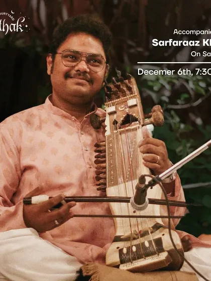 This poster highlights my frequent collaborator, Sarfaraaz Khan, for a ghazal evening. Our partnership is a key feature of many of my performances.