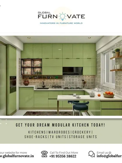 Get your dream modular kitchen today. We also specialize in wardrobes, crockery units, TV units, and other storage solutions.