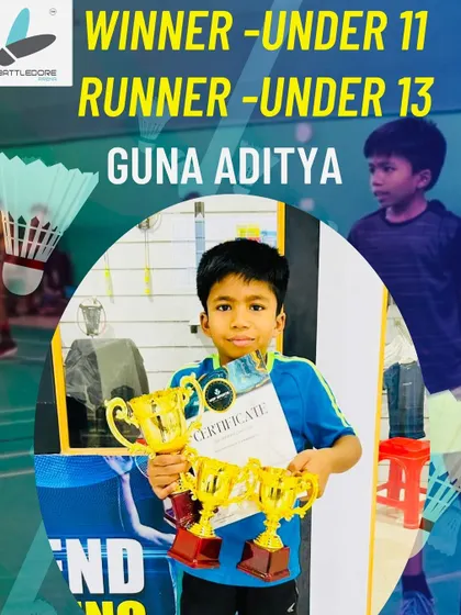 Guna's hard work pays off with a gold in the under 11 boys singles and silver in the under 13 boys doubles. His versatility is a key strength we build in our players.
