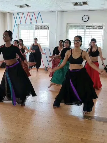 Students fully engaged during the Indian Fusion Weekender. The workshop is designed to build a strong sense of community and support among dancers as they explore this unique style.