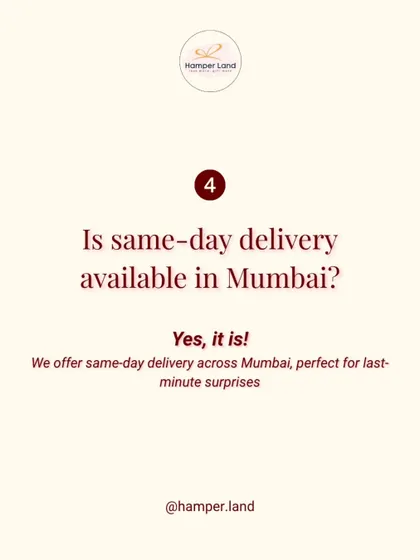 "Is same-day delivery available in Mumbai?" Yes, it is! This graphic confirms my same-day delivery service, perfect for last-minute surprises.