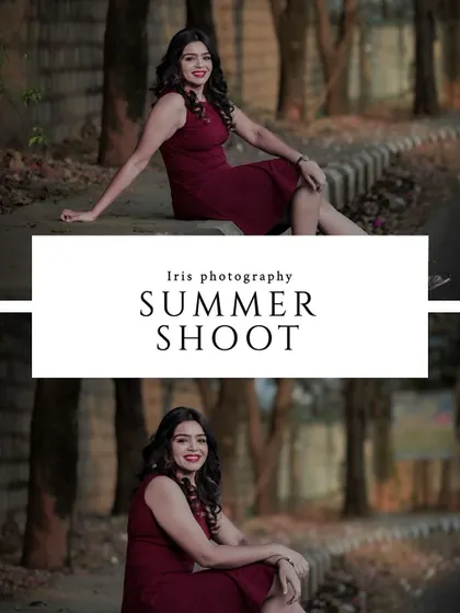 A relaxed, seated pose from the same summer series. The warm, late-afternoon light and natural setting give these portraits a soft, approachable feel.