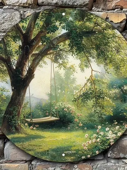 Our collection of circular landscape paintings offers a unique perspective on nature. These pieces, depicting everything from serene meadows and tranquil lakes to rustic farmhouses, are perfect for creating a charming focal point on any wall.