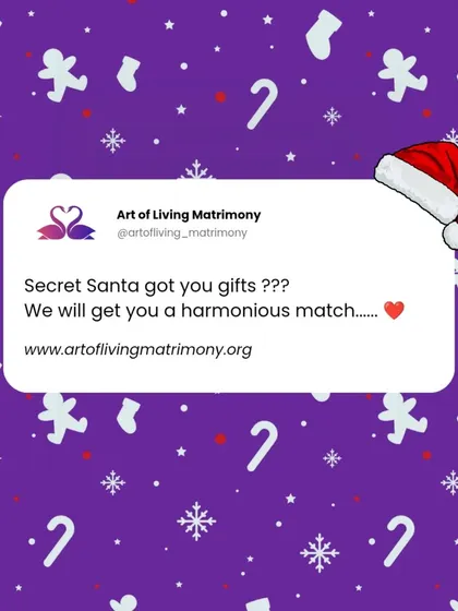 A festive Christmas message: "Secret Santa got you gifts? We will get you a harmonious match." A playful way to connect our service with the holiday spirit of giving.