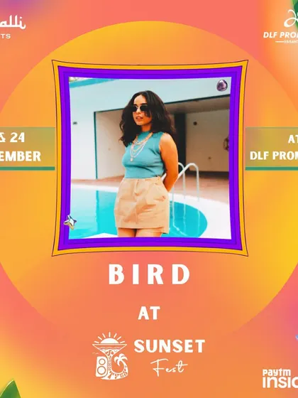 My individual artist feature for Sunset Fest. The bright, summery design with a poolside photo was perfect for this groovy outdoor event.
