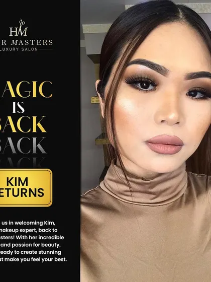 I am excited to welcome our makeup expert, Kim, to the team. Her talent and passion for beauty help us create even more stunning looks for our clients.