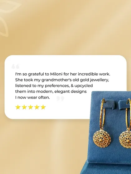 "I'm so grateful to Miloni for her incredible work." Reading testimonials like this makes my day. We take pride in our personalized approach and love creating modern, elegant designs that our clients wear often.