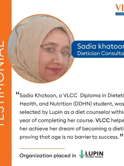 Age is no barrier to success. Sadia Khatoon pursued our Diploma in Dietetics, Health, and Nutrition and was selected as a diet counselor at Lupin Pharma, proving that it's never too late to follow your dream.