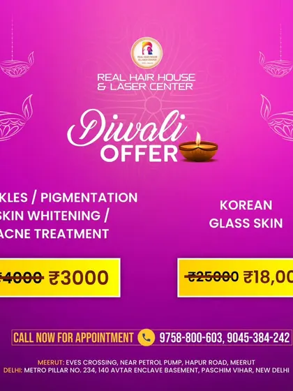 This Diwali, get special deals on treatments for freckles, pigmentation, skin whitening, and acne. You can also get the coveted Korean Glass Skin at a special discounted price. These offers are valid until Diwali.