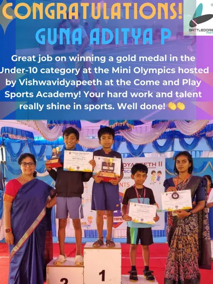 Great job by Guna Adithya winning a gold medal in the Under-10 category at the Mini Olympics. His talent and hard work are truly shining through.