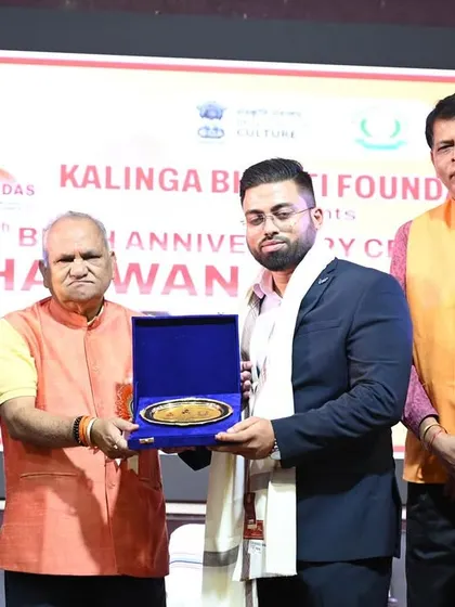 Receiving the award at the Kalinga Bharti Foundation event. I am filled with a sense of purpose and an unwavering passion for the legal profession.