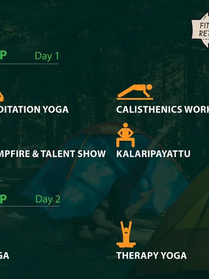 Here is a look at our retreat schedule. We balance high energy activities like Calisthenics and Kalaripayattu with restorative practices like Meditation Yoga and evening campfires.