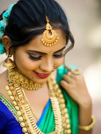 A close-up showcasing the detailed eye makeup for this bride. I used a winged liner and full lashes to create a dramatic effect that beautifully frames her eyes.