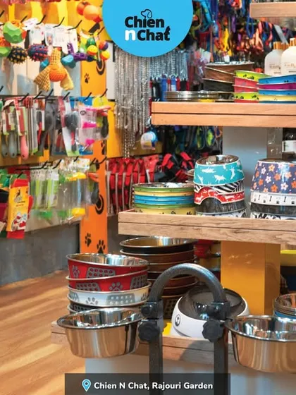 This view of my Rajouri Garden store shows the range of products available, from toys and leashes on the left to food bowls and shampoos on the right. It truly is a one-stop solution.