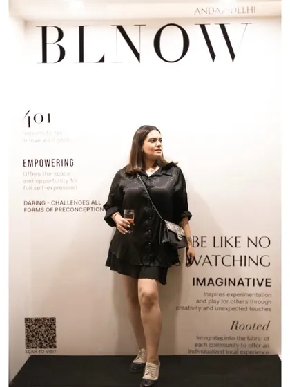 An all black everything look for an event at Andaz Delhi. The theme was 'Be Like No One's Watching', and this outfit reflects my personal philosophy of confident, individual style.