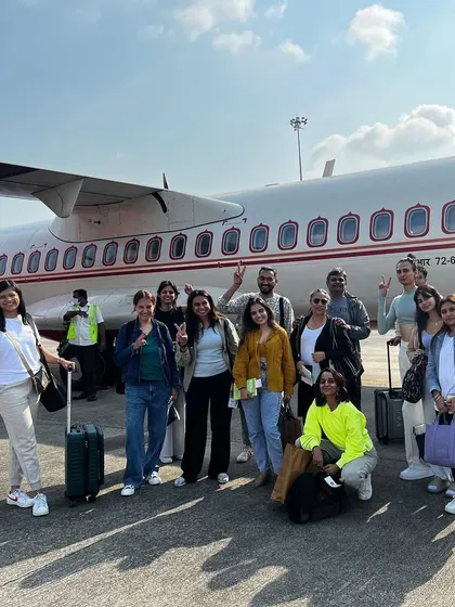 The journey begins. Our group arriving, excited for the week of transformation ahead. We travel together and create a supportive community from the very start.