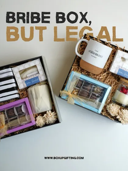 A fun and "legal bribe" for The Statement Home. I love working with clients to create playful and unique hampers that perfectly capture their brand's personality.