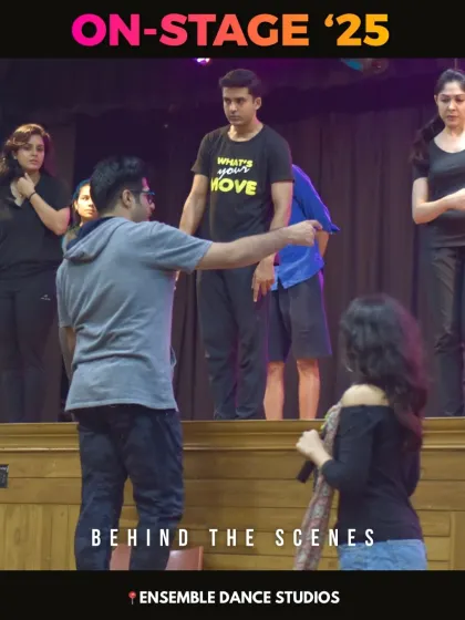 A behind-the-scenes moment of our directors guiding students during a rehearsal. This hands-on approach defines our teaching philosophy.