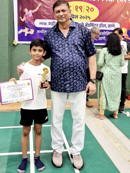 Vihaan Gaikwad with his trophy and certificate, a testament to his hard work and our coaches' guidance.