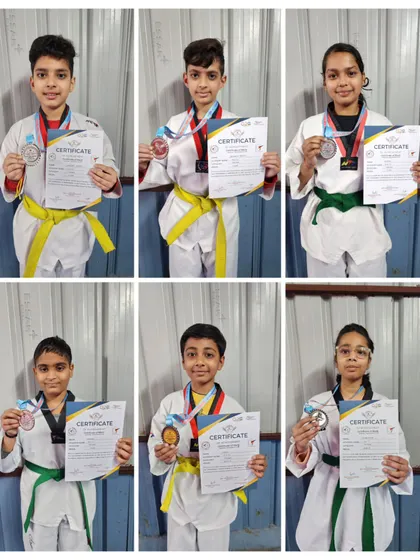 Our male students showcasing their silver medals at the 11th Winter Cup, a result of their hard work and discipline.