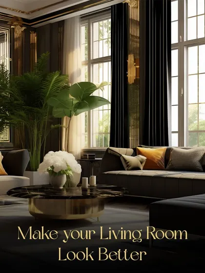 Another tip to make your living room look better. This image shows a dramatic, high-contrast space. We believe in creating a mood, and the right combination of furniture, lighting, and decor is key.
