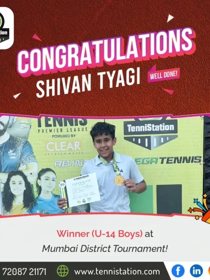 Well done to Shivan Tyagi for winning the U-14 Boys title at the Mumbai District Tournament. We are proud to help shape the next generation of tennis champions.